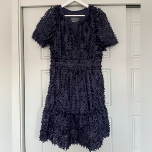 Anthropologie Navy Textured Mini Dress